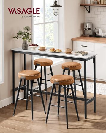 Барний стіл VASAGLE LBT140B73: промисловий дизайн, металевий каркас, 140 см, білий & чорний