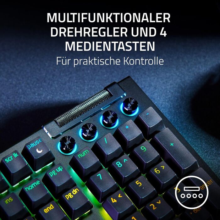 Механічна ігрова клавіатура Razer BlackWidow V4 Green Switch QWERTZ DE з RGB Chroma підсвічуванням та макро-клавішами