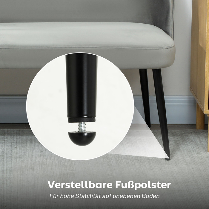 Двомісний диван, сучасний м'який диван з металевим та дерев'яним каркасом, оксамитовий матеріал обтягування, сірий