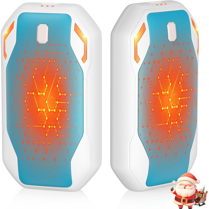 Електричні грілки для рук PHEJIE 2 шт. з 3 режимами нагріву, портативні, для активного відпочинку, кемпінгу, гольфу, подарунок для жінок та чоловіків (синьо-білі)