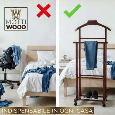 Дзеркало-вішалка для одягу Mottiwood, бук, горіх, подвійний стійкий дзеркало-вішалка з 4 колесами