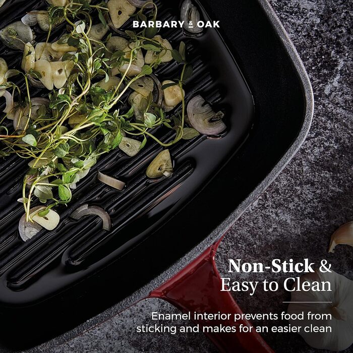 Сковорода-гриль Barbary & Oak BO800256GRN з емальованим покриттям, зелений, 26 см