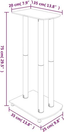 Стійка для динаміків vidaXL 2 шт., підлогова підставка з 3 колонками, нековзні ніжки, чорне загартоване скло