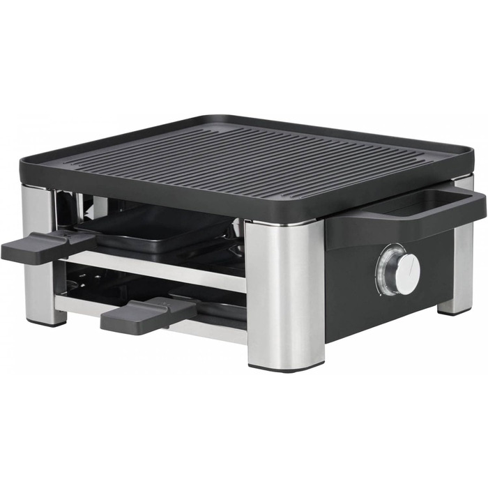 Raclette WMF 4 персони з пательнями та скребками, 870 Вт, нержавіюча сталь матова (набір 2 шт.)