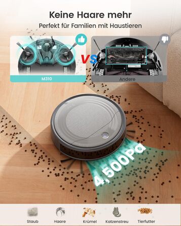 Робот-пилосос LEFANT 4500Pa: потужне прибирання, уникнення перешкод, для тварин, керування через додаток/Alexa