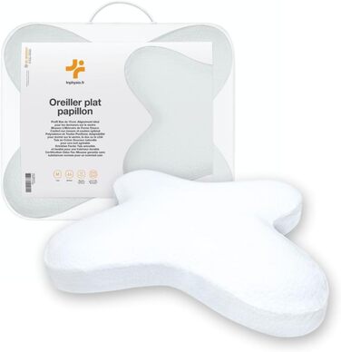 Дитяча подушка Inphysio з Memory Foam: бамбукова тканина, ергономічна підтримка шиї, 50x30x5,5 см (білий - метелик)