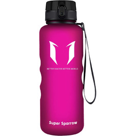 Пляшка для пиття Super Sparrow-герметична пляшка для води об'ємом 1,5 л-спортивна пляшка без бісфенолу А / Школа, спорт, вода, велосипед (2-матова Фуксія)