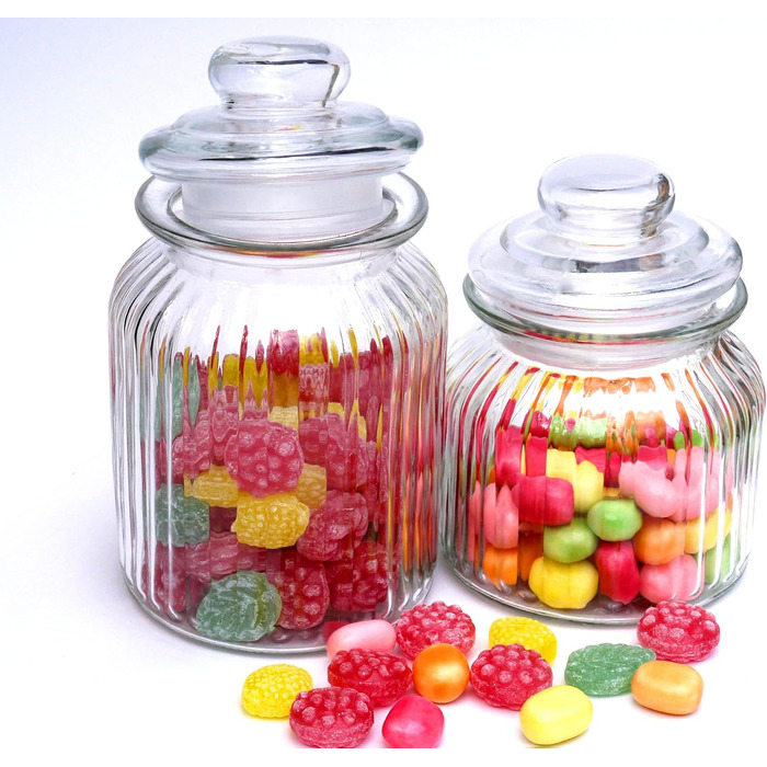 Набір банок для зберігання BigDean з 3 ностальгічних скляних банок для солодощів (1,1 л)