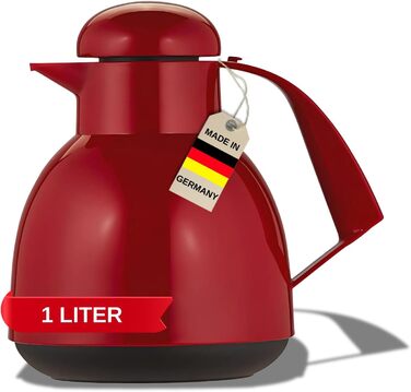 Термос Helios Day Thermoskanne Rot 1L: 6 годин тепла, підставка для пакетиків чаю, легке очищення, для чаю та кави