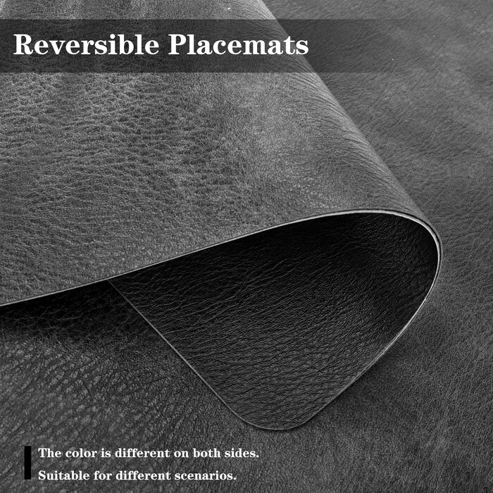 Набори серветок Pixieora: миючі, з підставки, з штучної шкіри, двосторонні, протиковзні, сірі та чорні (4 шт.)