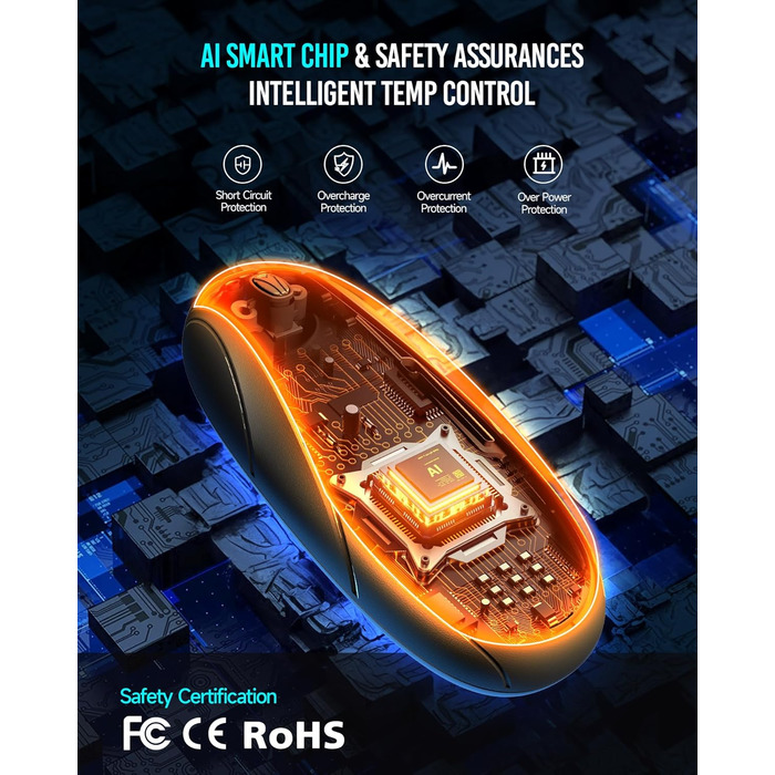 Електричний грієчка для рук 2-в-1 з магнітною основою та зарядним пристроєм, 14000mAh, 3 режими нагріву, для жінок, чоловіків, сімей, гольфу, полюванню та кемпінгу, чорний N7