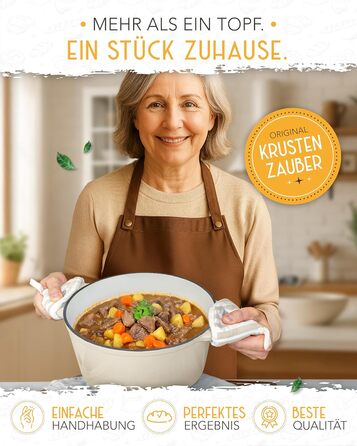 Форма для випікання хліба з чавуну з кришкою Krustenzauber - 28 см, 4.7л, кремовий колір
