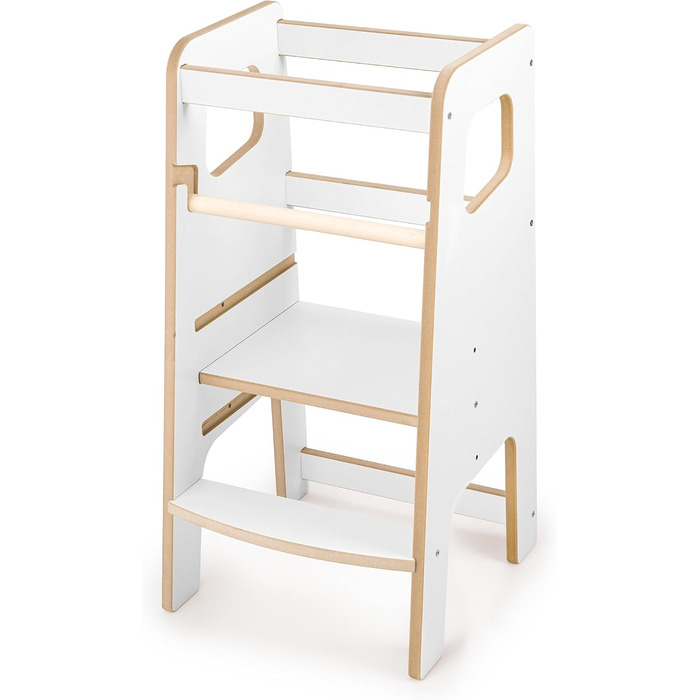 Дитячий навчальний стільчик Монтессорі з перекладиною – білий кухонний помічник, підставка для малюків, безпечний та надійний, з фіксатором, регульована висота, улюблець батьків, сучасний та стійкий, модель 4 - Білий (модель 3 - Білий)