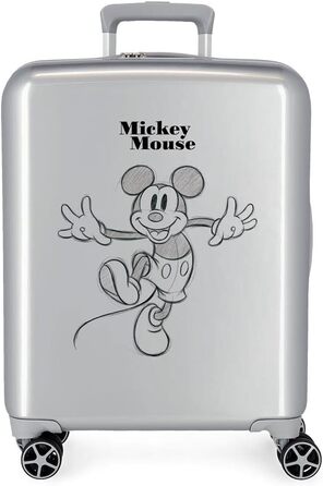 Валіза в салоні Disney 100 Mickey Joyful Happy Grey 40x55x20 см Жорстка ABS Інтегрована застібка TSA 38,4 л 2 кг 4 подвійні колеса ручна поклажа