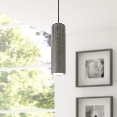Світлодіодний підвісний світильник Paco Home, GU10, лампа для вітальні, їдальні, кухні, регулюється по висоті, колір лампочка (бетон-піщаник-чорний, без лампочки)