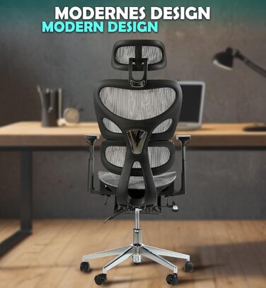 Офісне крісло Sesto Senso K80G Grey - ергономічне, з підніжкою, регульованою спинкою та підлокітниками