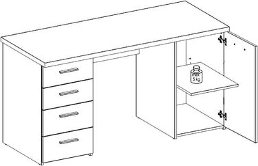 Письмовий стіл Офісний стіл Комп'ютерний стіл Робочий стіл Стіл для ноутбука Офісні меблі Balu I (Дуб Сонома/Уні Білий)