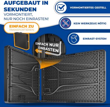 Стол KESSER® для пікніка, кемпінгу та саду, розкладний, 183x76 см, на 6 осіб, з чохлом та ручкою, антрацит