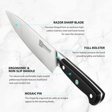 Набір кухонних ножів Keemake 8+15 шт. з бруском: кухонні ножі, ніж для хліба, ніж для м'яса, кухонні аксесуари