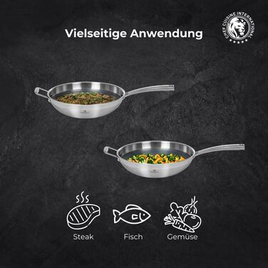 Wok Chef Cuisine 32 см з нержавіючої сталі з антипригарним покриттям Honeycomb – вок з міцною, стійкою до подряпин структурою, що нагадує стільники, та стійкістю до нагрівання до 260°C – без PFOA, з ергономічною ручкою