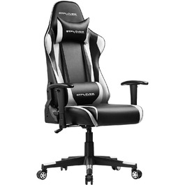 Ігрове крісло GTPLAYER офісне крісло Zocker Gamer ергономічне крісло Регульований підлокітник цілісна сталева рама регульований кут нахилу (чорний) (білий)