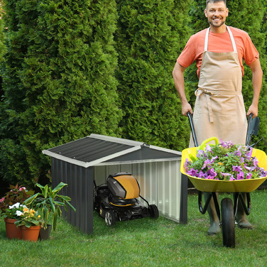 Металевий навіс для робота-газонокосарки, стійкий до іржі, 86 x 100 x 63 см, темно-сірий