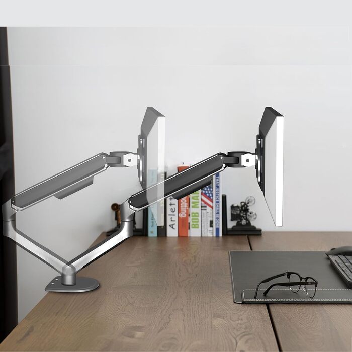 Кріплення для монітора 3IDEE Flexi-Lite: 2 монітори, 17-32 дюйми, до 9кг, VESA 75x75/100x100, регульована висота, сірий колір