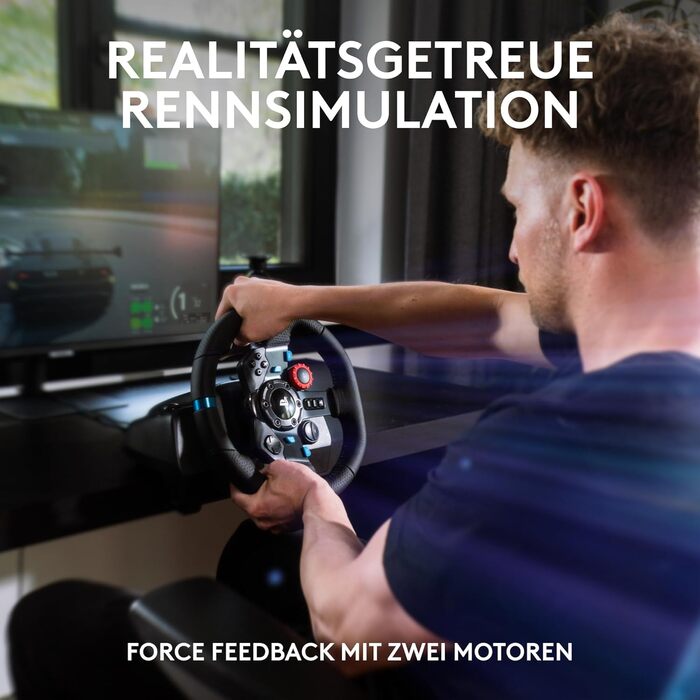 Logitech G29 Driving Force Racing Wheel – Ігровий кермо з Force Feedback для PS5, PS4, PC, Mac. Чорний