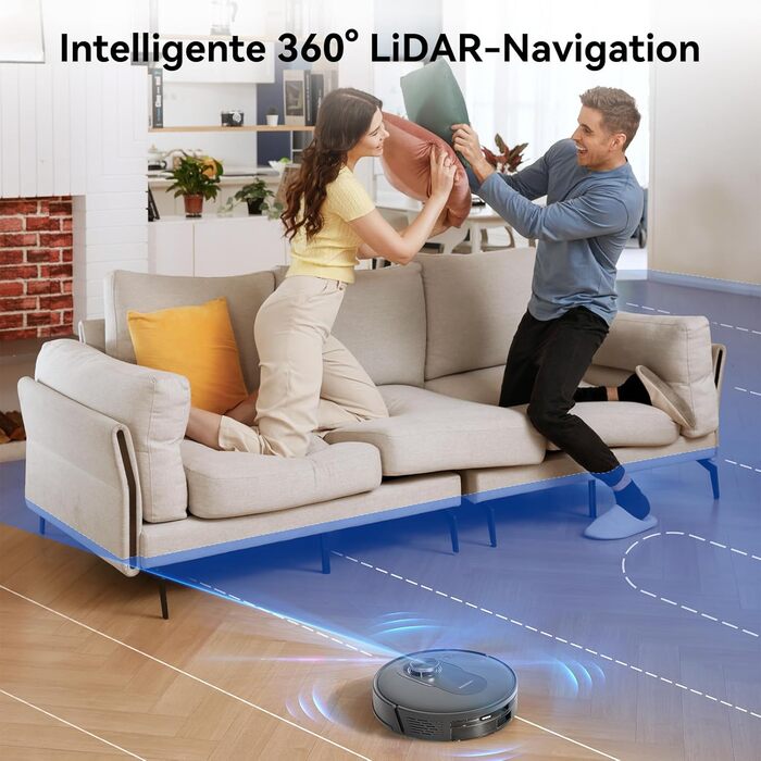 Робот-пилосос Proscenic Q10 з функцією миття, 8000Pa, 200 хвилин роботи, лазерна навігація, керування через додаток, Alexa, Siri, Apple Watch, для підлоги та килима (сірий)