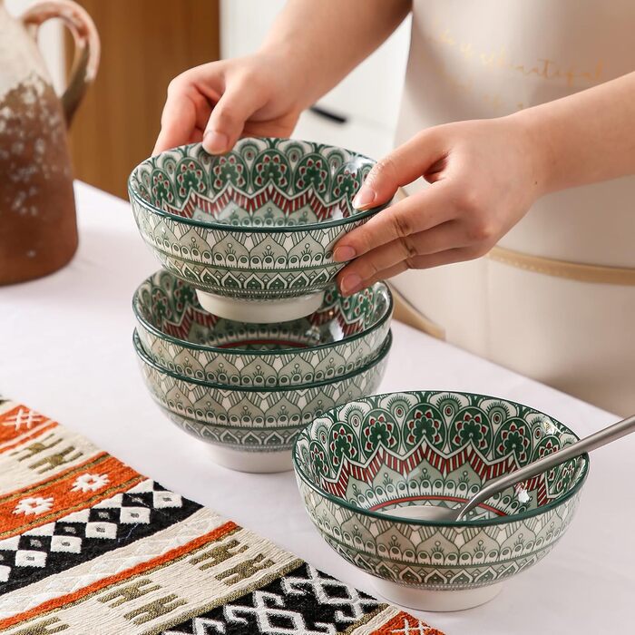 Набір посуду Vancasso MANDALA 48 предметів: сервіз для 12 осіб, ручна робота, богемський стиль