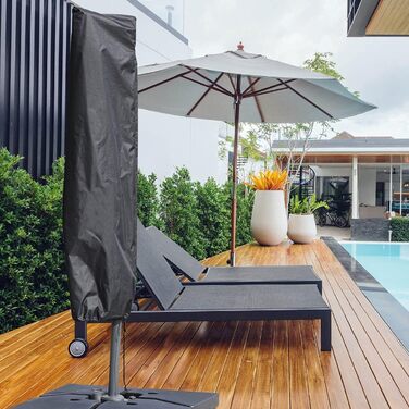 Чохол для парасольки від сонця, 153x30x30 см, водовідштовхувальний, міцний, 600D Oxford, PVC покриття, чорний