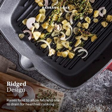 Сковорода-гриль Barbary & Oak BO800256GRN з емальованим покриттям, зелений, 26 см