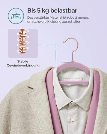 Набір вішалок SONGMICS 20 шт. з оксамитовим покриттям, для одягу, краваток, рушників, 360° обертання, срібно-світло-зелені