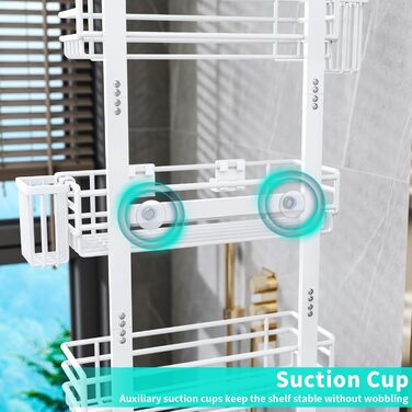 Настінна поличка для душу HapiRm з 22 гачками та 2 тримачами для зубних щіток, 5 ярусів (білий)