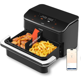 Фритюрниця COSORI з 2 камерами Dual Blaze TwinFry 10L, з 4 нагрівальними елементами, чорний/сріблястий