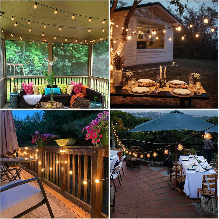 BRIMAX LED гірлянда для вулиці 30м, IP44, 46+4 лампочки G40, 2200K, розширювана, для кемпінгу, свят, вечірок