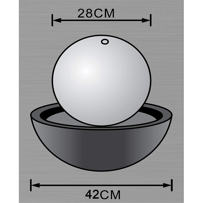 Кімнатний фонтан Khko Ø30 см зі світлодіодним підсвічуванням і скляним резервуаром кульовий фонтан 21001 (діаметр 30 см)