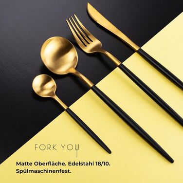 Набір столових приборів 16-частинний чорний матовий, нержавіюча сталь, для 4 осіб, стійкий до миття в посудомийній машині, подарунковий набір, Португалія