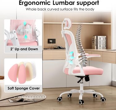 Ергономічне крісло Farini з підлокітниками для офісу та дому, з роликами та підголівником (світлороже)