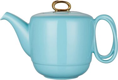 Порцеляновий чайник з ситовою вставкою, керамічний чайний сервіз з спіральною ручкою для розсипного чаю, 1000 мл розкішний чорний гладкий керамічний чайник із золотим оздобленням для подарунків (04-синій чайник)