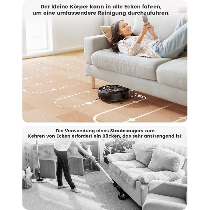 Робот-пилосос LEFANT M320 з вологою, 6000Pa, ущільнення, App/Alexa, чорний