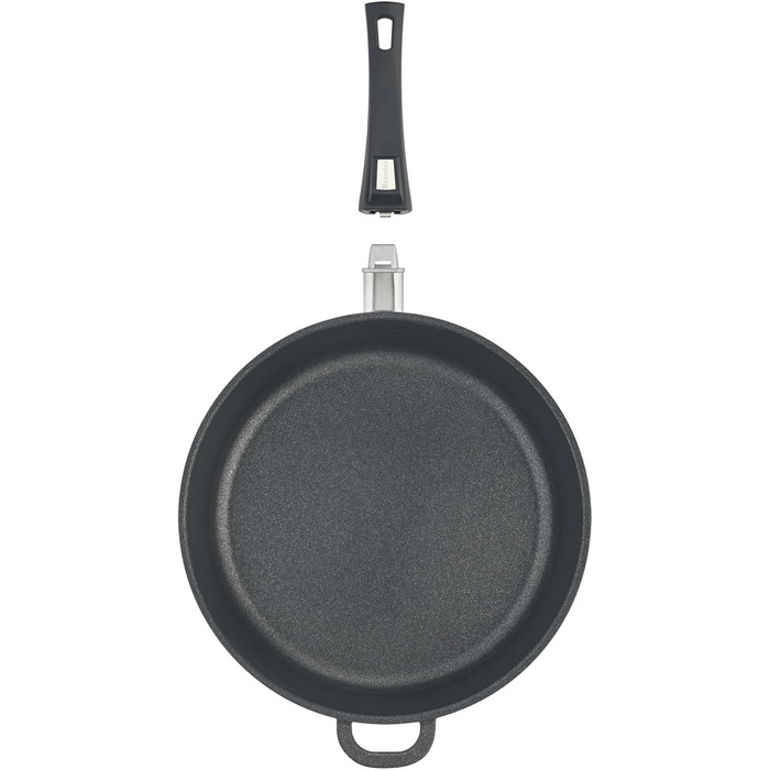 Сковорода Berndes Vario Click 32 см з індукційним дном, знімним ручками, антипригарним покриттям, для всіх плит, з високим бортиком, алюмінієвий литвий корпус, чорна