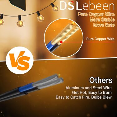 LED гірлянда для вулиці на батарейці з таймером, 9 метрів, 12 лампочок ST64, USB зарядка, 5000mAh, для декорування: сади, тераси, вікна, вечірки, весілля