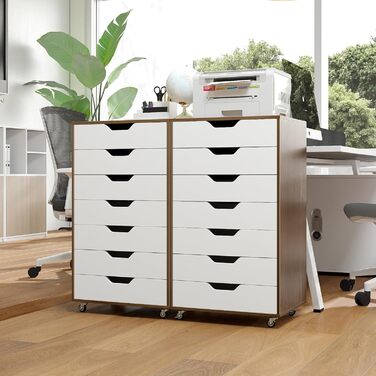 Роликовий контейнер GIANTEX з 5 шухлядами, комод на колесах під стіл, офісний шафчик для документів (білий, 49 x 40 x 87 см)