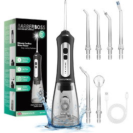 Електрична ірigator для порожнини рота BarberBoss QR-7024 (білий/чорний) - 5 режимів, 5 насадок