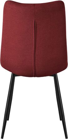 Крісла для їдальні ML-Design, крісла для вітальні з тканинним покриттям та чорними металевими ніжками, кухонні крісла з підлокотниками, м'які крісла для їдальні, вітальні, кухні, офісу (набір 4 шт, червоні)