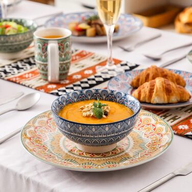 Набір посуду Vancasso MANDALA 48 предметів: сервіз для 12 осіб, ручна робота, богемський стиль