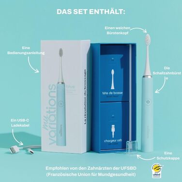 Електрична зубна щітка My Variations - акумуляторна, 5 режимів чищення, таймер 2 хв, чорний колір