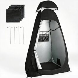 Намет для туалету та душу, переносний, Pop-Up, для кемпінгу та пляжу, з UV захистом 50+, чорний