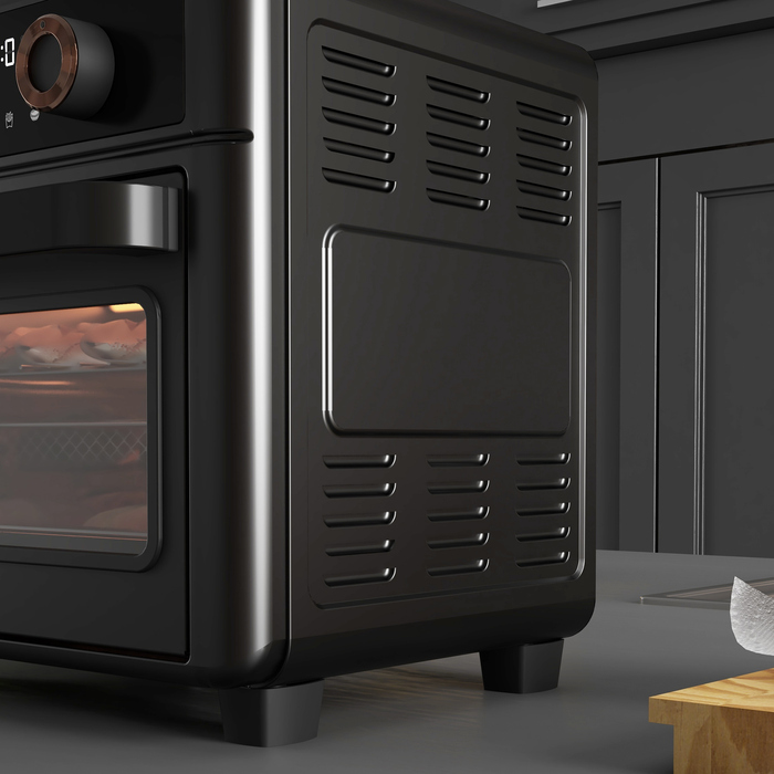 HOMCOM міні-піч з конвекцією 40-220 °C, об’ємом 13 л, з дека, решітки для грилю та піддону для крихт. Міні-піч з функцією фритюрниці та 12 програмами для різноманітного приготування їжі.